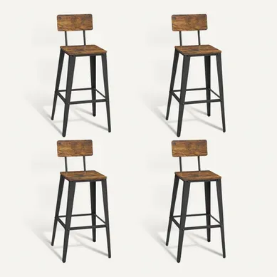 Tabouret Bar Industriel, Lot De 2, Avec Dossier, Cadre En Acier, Style Industriel Tabouret Bar Industriel, Lot De 2, Avec Dossier, Cadre En Acier, Style Industriel