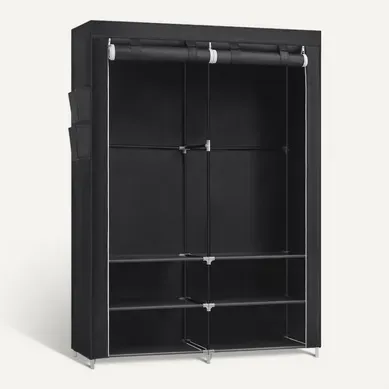 Armoire Chambre En Tissu, Porte-vêtements, 45 X 127 X 176 Cm Cm, 2 Compartiments De Suspension, Noir Armoire Chambre En Tissu, Porte-vêtements, 45 X 127 X 176 Cm Cm, 2 Compartiments De Suspension, Noir