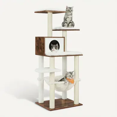 Arbre à Chat, Tour De Jeux De 138 Cm, Pour Chats Domestiques, Meuble Pour Chat, Marron Rustique Arbre à Chat, Tour De Jeux De 138 Cm, Pour Chats Domestiques, Meuble Pour Chat, Marron Rustique