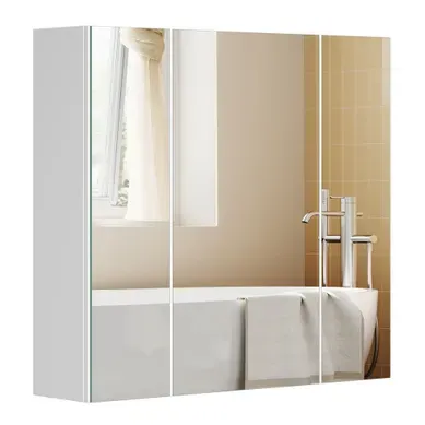 Armoire Murale Salle De Bain, Placard Avec Miroir, Meuble De Rangement 3 Portes, 60 X 15 X 55 Cm, Av Armoire Murale Salle De Bain, Placard Avec Miroir, Meuble De Rangement 3 Portes, 60 X 15 X 55 Cm, Av