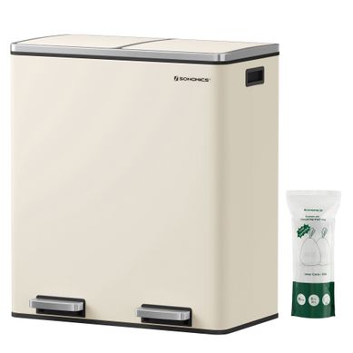Poubelle à Double Compartiment 2 X 30l, Avec 15 Sacs Poubelles