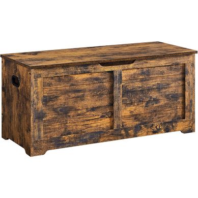 Coffre De Rangement, Avec 2 Charnières De Sécurité, 40 X 100 X 46 Cm, Marron Rustique Coffre De Rangement, Avec 2 Charnières De Sécurité, 40 X 100 X 46 Cm, Marron Rustique