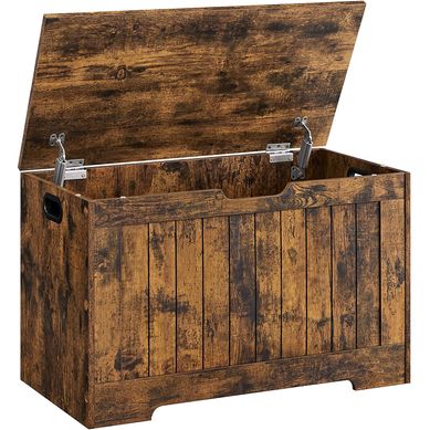 Coffre De Rangement, Avec 2 Charnières De Sécurité, Style Rusitque, 40 X 76 X 48 Cm Coffre De Rangement, Avec 2 Charnières De Sécurité, Style Rusitque, 40 X 76 X 48 Cm