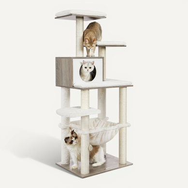 Arbre à Chat, Tour De Jeux De 138 Cm, Pour Chats Domestiques, Niche, Meuble Pour Chat, Grège Arbre à Chat, Tour De Jeux De 138 Cm, Pour Chats Domestiques, Niche, Meuble Pour Chat, Grège