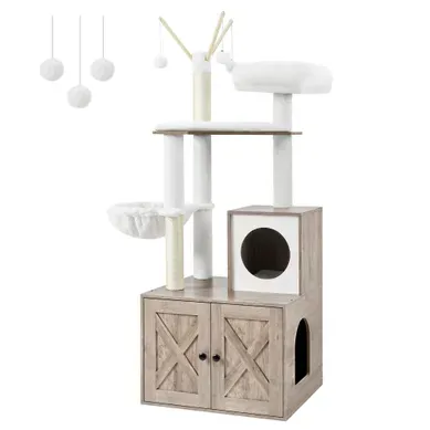 Arbre à Chat Avec Litière, Griffoir Moderne 2-en-1, Cache-litière, Maison Pour Chat Avec Griffoirs Arbre à Chat Avec Litière, Griffoir Moderne 2-en-1, Cache-litière, Maison Pour Chat Avec Griffoirs