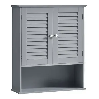 Meuble Mural, Double Porte Et étagère Ouverte, 20 X 60 X 70 Cm, Gris Mystique Meuble Mural, Double Porte Et étagère Ouverte, 20 X 60 X 70 Cm, Gris Mystique