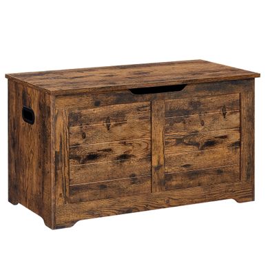 Coffre De Rangement, Avec 2 Charnières De Sécurité, Style Rustique, 40 X 80 X 46 Cm, Marron Rustique Coffre De Rangement, Avec 2 Charnières De Sécurité, Style Rustique, 40 X 80 X 46 Cm, Marron Rustique