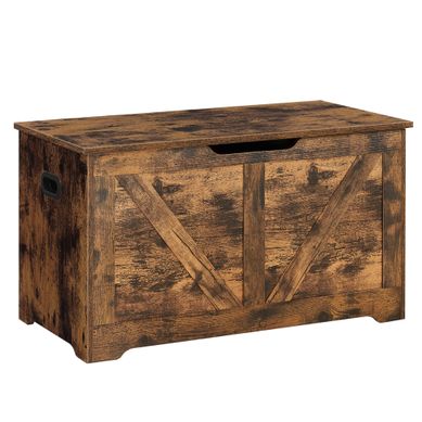 Coffre De Rangement, Avec 2 Charnières De Sécurité, 40 X 80 X 46 Cm, Marron Rustique Coffre De Rangement, Avec 2 Charnières De Sécurité, 40 X 80 X 46 Cm, Marron Rustique