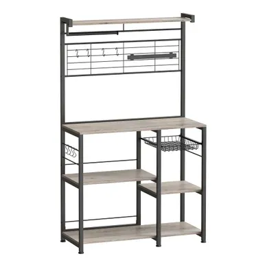 étagère De Cuisine, Îlot De Cuisine Avec Support Magnétique Pour Couteaux, Grège Et Noir