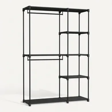 Armoire De Rangement, Avec Barres De Suspension, Organisateur, 43 X 124 X 182 Cm, Noir Armoire De Rangement, Avec Barres De Suspension, Organisateur, 43 X 124 X 182 Cm, Noir