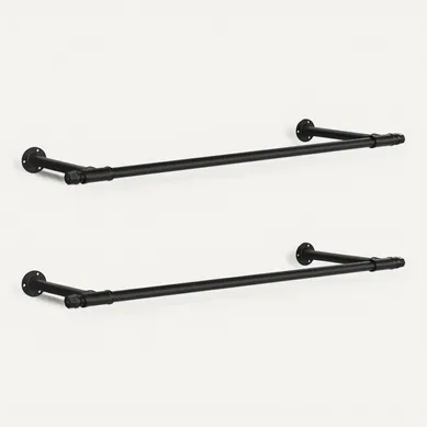 Tringle Vêtement Murale, Lot De 2, Porte-manteau Mural, Gain De Place, 30 X 84 X 7 Cm, Noir Tringle Vêtement Murale, Lot De 2, Porte-manteau Mural, Gain De Place, 30 X 84 X 7 Cm, Noir