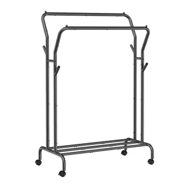 Portant à Vêtements Avec Roulettes, Charge 100 Kg, Largeur De 103,5 Cm, Rangement Polyvalent, Noir Portant à Vêtements Avec Roulettes, Charge 100 Kg, Largeur De 103,5 Cm, Rangement Polyvalent, Noir