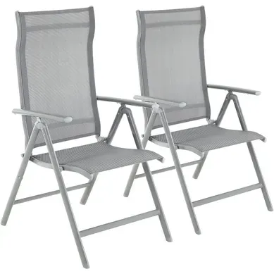 Lot De 2 Chaises De Jardin Pliables, Cadre En Aluminium, Dossier Réglable, Charge 150 Kg, Gris
