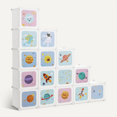 Meuble De Rangement Enfant 15 Cubes, Armoire Modulable, En Plastique, Blanc Meuble De Rangement Enfant 15 Cubes, Armoire Modulable, En Plastique, Blanc