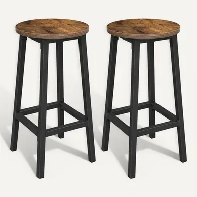 Tabouret De Bar, Lot De 2, Hauteur 65 Cm, Style Industriel, Marron Rustique