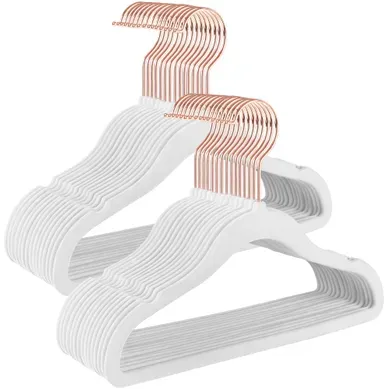 Cintres Enfants, Lot De 50, En Velours, Avec Crochets Rose Gold, Antiglisse, Modèle Enfant, Blanc Cintres Enfants, Lot De 50, En Velours, Avec Crochets Rose Gold, Antiglisse, Modèle Enfant, Blanc