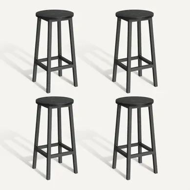 Tabouret De Bar, Lot De 4, Chaise De Cuisine, Siège Haut, Pour Cuisine, Salon, Salle à Manger, Noir
