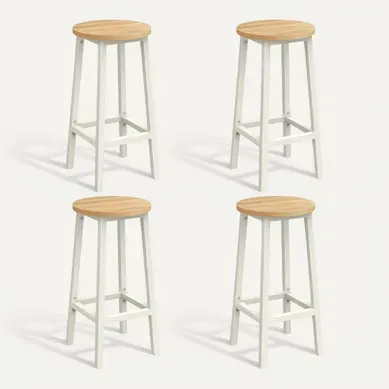 Tabouret De Bar, Lot De 4, Chaise De Cuisine, Siège Haut,  Pour Cuisine, Salle à Manger, Blanc