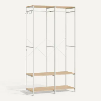 Armoire Vêtements Portable, Pliable, Crochet Amovible, 40 X 94,5 X 180 Cm, Beige Naturel
