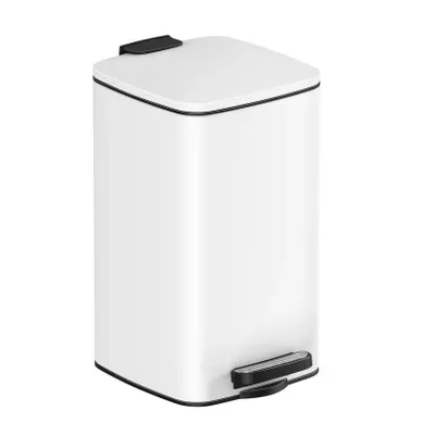 Corbeille à Déchets à Pédale Avec Couvercle, 8l, Fermeture En Douceur, En Acier, Blanc Corbeille à Déchets à Pédale Avec Couvercle, 8l, Fermeture En Douceur, En Acier, Blanc