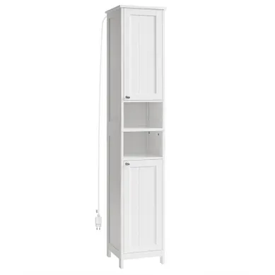 Armoire De Salle De Bain Haute Avec éclairage, Avec étagères Réglables, Blanc Nuage Armoire De Salle De Bain Haute Avec éclairage, Avec étagères Réglables, Blanc Nuage