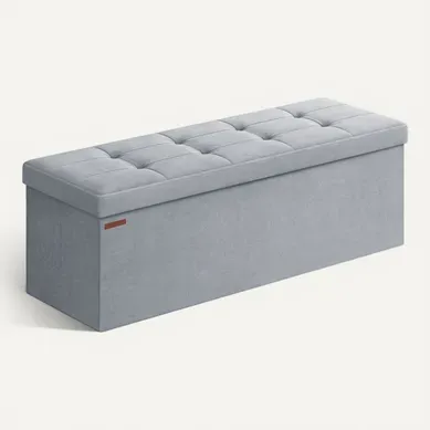 Banc De Rangement, Avec 2 Boîtes, Séparateur Amovible, 38 X 110 X 38 Cm, Gris Tourterelle