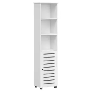 Meuble De Salle De Bain Haut, 3 Compartiments 1 Porte, Blanc Nuage Meuble De Salle De Bain Haut, 3 Compartiments 1 Porte, Blanc Nuage
