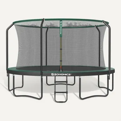 Trampoline D. 427 Cm Pour Enfants, Filet De Protection, Poteau De 180 Cm De Haut, Noir Et Vert Foncé Trampoline D. 427 Cm Pour Enfants, Filet De Protection, Poteau De 180 Cm De Haut, Noir Et Vert Foncé