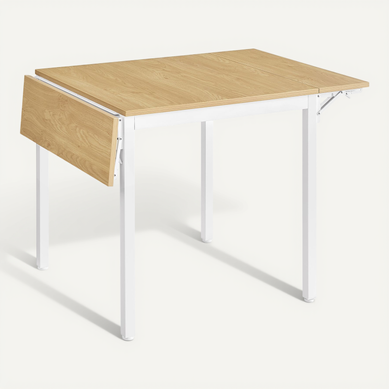 Table De Salle à Manger Pliable, Extensible, Avec Abattants, Couleur Chêne Naturel Et Blanc Nuage Table De Salle à Manger Pliable, Extensible, Avec Abattants, Couleur Chêne Naturel Et Blanc Nuage