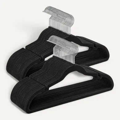 Cintres En Velours, Lot De 50, Antiglisse, Avec Encoches, Barre Pour Pantalons, Noir Classique Cintres En Velours, Lot De 50, Antiglisse, Avec Encoches, Barre Pour Pantalons, Noir Classique