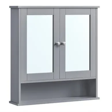 Armoire Murale, 2 Portes-miroir Et Compartiment Ouvert, 13 X 56,5 X 58,5 Cm, Gris Tourterelle Armoire Murale, 2 Portes-miroir Et Compartiment Ouvert, 13 X 56,5 X 58,5 Cm, Gris Tourterelle