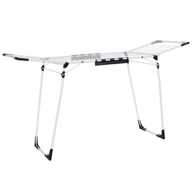 étendoir à Linge, 62 X 173 X 96,5 Cm, Avec Pinces à Chaussettes, Structure En Métal, Blanc étendoir à Linge, 62 X 173 X 96,5 Cm, Avec Pinces à Chaussettes, Structure En Métal, Blanc