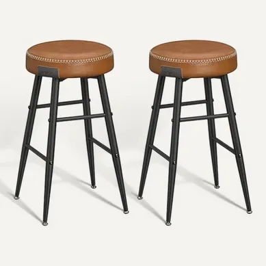 Collection Echo Tabouret De Bar, Lot De 2, Siège Haut, Pu, Hauteur Assise 63 Cm, Marron Caramel