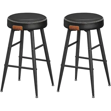 Collection Echo Tabouret De Bar, Lot De 2, Siège Haut, Pu, Hauteur Assise 63 Cm, Noir Pur