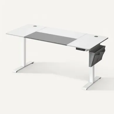 Bureau Assis Debout électrique, 70 X 160 X (72-120) Cm, Pochette, Blanc Pur Et Gris Tourterelle Bureau Assis Debout électrique, 70 X 160 X (72-120) Cm, Pochette, Blanc Pur Et Gris Tourterelle