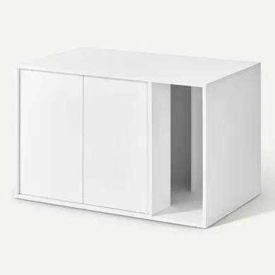 Meuble Litière Chat, Assemblage Ultra-rapide Sans Outils Toolless, Cache-litière, Blanc Meuble Litière Chat, Assemblage Ultra-rapide Sans Outils Toolless, Cache-litière, Blanc