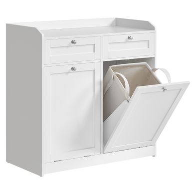 Meuble De Salle De Bain, 2 Tiroirs Et 2 Paniers à Linge, 40 X 78,9 X 80,2 Cm, Blanc Nuage Meuble De Salle De Bain, 2 Tiroirs Et 2 Paniers à Linge, 40 X 78,9 X 80,2 Cm, Blanc Nuage