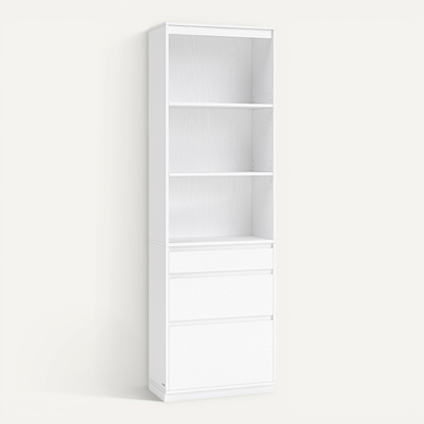 Bibliothèque, 3 Tiroirs De Tailles Différentes, étagères Réglables, Hauteur 180 Cm, Blanc Neige Bibliothèque, 3 Tiroirs De Tailles Différentes, étagères Réglables, Hauteur 180 Cm, Blanc Neige