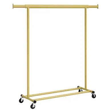 Portant à Vêtements Avec Roulettes, Tringle Extensible Pour Charge Lourde, Portable, Doré Clair Portant à Vêtements Avec Roulettes, Tringle Extensible Pour Charge Lourde, Portable, Doré Clair