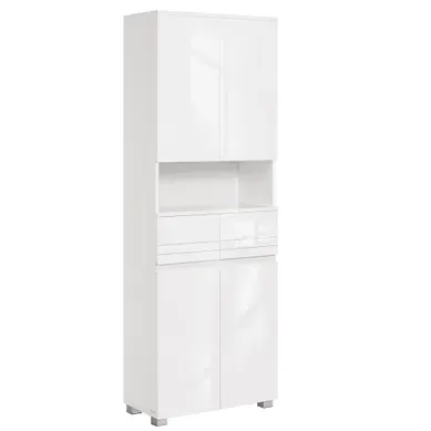 Colonne De Salle De Bain, Avec 2 Tiroirs, étagères Réglables, Compartiments, 30 X 60 X 170 Cm, Blanc Colonne De Salle De Bain, Avec 2 Tiroirs, étagères Réglables, Compartiments, 30 X 60 X 170 Cm, Blanc
