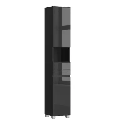 Colonne De Salle De Bain, Avec Tiroir, étagères Réglables, Compartiments, 30 X 30 X 170 Cm, Noir Colonne De Salle De Bain, Avec Tiroir, étagères Réglables, Compartiments, 30 X 30 X 170 Cm, Noir