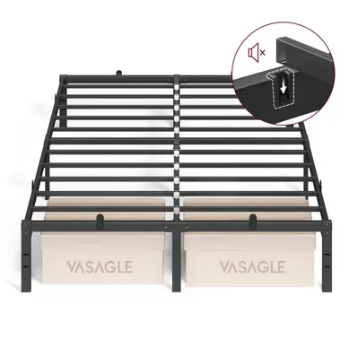 Cadre De Lit Double, 140 X 190 Cm, Cadre En Métal, Espace De Rangement Au Dessous Cadre De Lit Double, 140 X 190 Cm, Cadre En Métal, Espace De Rangement Au Dessous