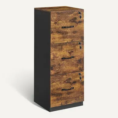 Caisson De Bureau à 3 Tiroirs, Meuble De Rangement De Document, Marron Rustique Et Noir