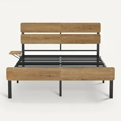 Cadre De Lit 140 X 190, Lit 2 Personnes, éclairage LED, Port USB Et Type-c, Marron Naturel Cadre De Lit 140 X 190, Lit 2 Personnes, éclairage LED, Port USB Et Type-c, Marron Naturel