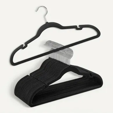 Cintres En Velours, Lot De 30, Antiglisse, Avec Encoches, Barre Pour Pantalons, Noir Cintres En Velours, Lot De 30, Antiglisse, Avec Encoches, Barre Pour Pantalons, Noir