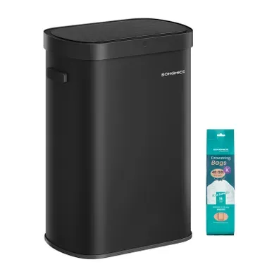 Poubelle De Cuisine Automatique 50 L, Avec Capteur De Mouvement, Fermeture Douce, Acier, Noir Poubelle De Cuisine Automatique 50 L, Avec Capteur De Mouvement, Fermeture Douce, Acier, Noir