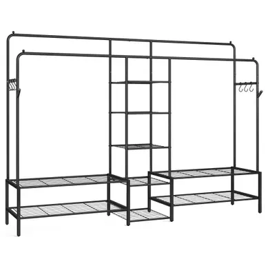 Portant à Vêtements, Avec 9 étagères, Cadre En Métal, Tringles, Pour Chambre, Salon, Entrée, Noir Portant à Vêtements, Avec 9 étagères, Cadre En Métal, Tringles, Pour Chambre, Salon, Entrée, Noir