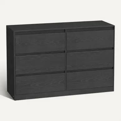 Commode Chambre 6 Tiroirs, 40 X 119,4 X 75 Cm, Style Moderne, Noir Boisé Commode Chambre 6 Tiroirs, 40 X 119,4 X 75 Cm, Style Moderne, Noir Boisé