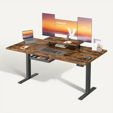 Bureau électrique Réglable En Hauteur, 160 X 80 Cm, Tiroir, Port USB-c, Marron Rustique Bureau électrique Réglable En Hauteur, 160 X 80 Cm, Tiroir, Port USB-c, Marron Rustique