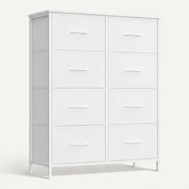 Commode 8 Tiroirs, Meuble De Rangement, Acier, Panneau Mdf, Tissu Non-tissé,, Blanc Et Blanc Commode 8 Tiroirs, Meuble De Rangement, Acier, Panneau Mdf, Tissu Non-tissé,, Blanc Et Blanc